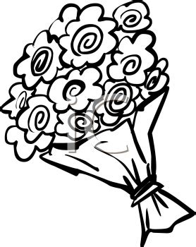 bouquet of flowers clipart black and white|Flower Bouquet Clipart Black And White .